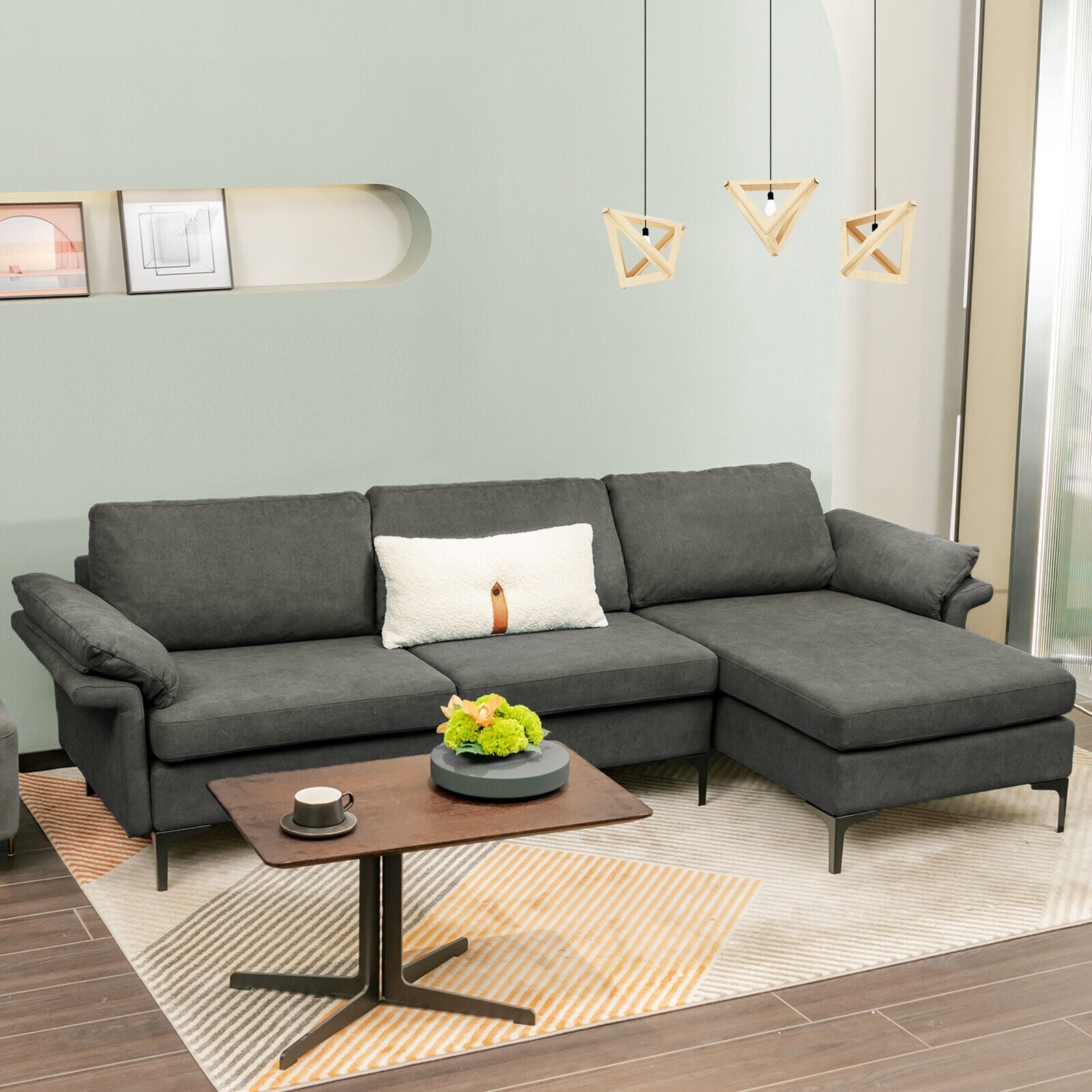 Extra Large Modular L-shaped Sectional Sofa with Reversible Chaise for 4-5 People, Gray Sofas & Loveseats at Gallery Canada