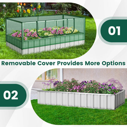 Galvanized Raised Garden Bed with Greenhouse Cover, Green - Gallery Canada
