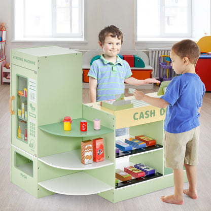 Kids Wooden Supermarket Play Toy Set with Checkout Counter, Green Pretend Toys at Gallery Canada