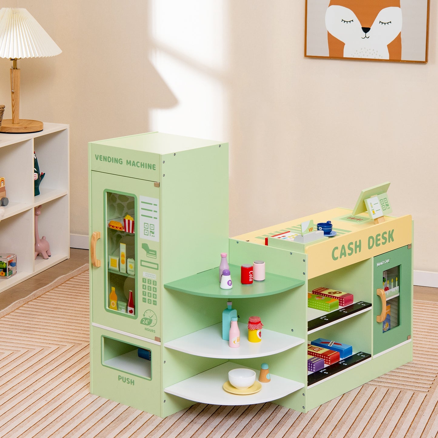 Kids Wooden Supermarket Play Toy Set with Checkout Counter, Green Pretend Toys at Gallery Canada