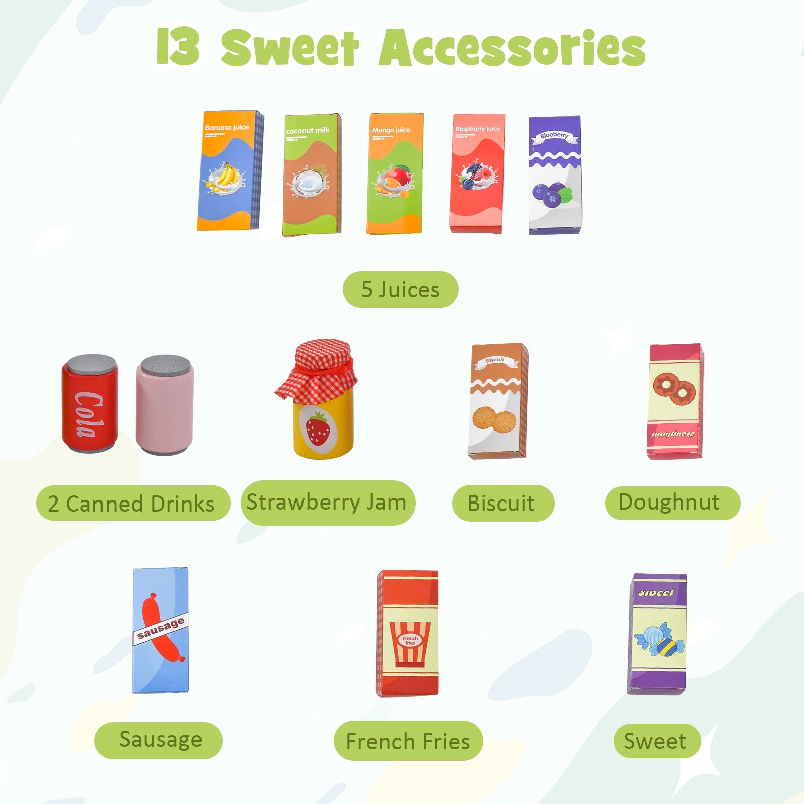 Kids Wooden Supermarket Play Toy Set with Checkout Counter, Green Pretend Toys at Gallery Canada