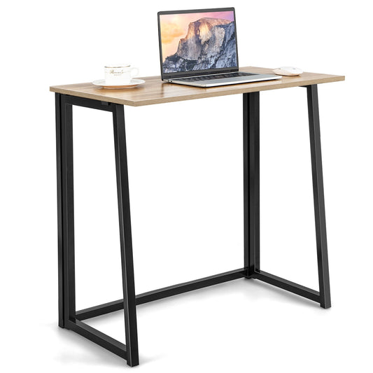 31 Inch Space-saving Folding Computer Desk for Home Office, Natural