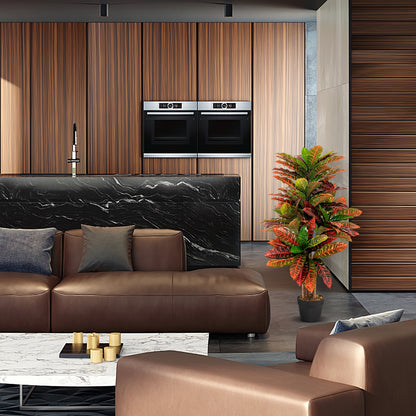 Artificial Croton Plant 40 Inch Tall Fake Croton Palm Tree with Colorful Variegated Leaves and Pot, Red Faux Plants at Gallery Canada