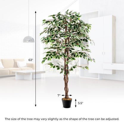 Artificial Ficus Tree Tall Faux Indoor Plant with 1008 Leaves Nursery Pot and Dried Moss, Green Faux Plants at Gallery Canada