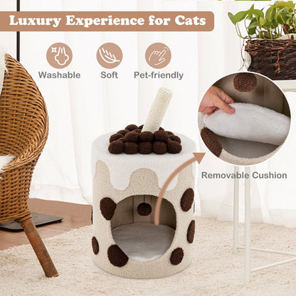 Bubble Tea Cat Tree Tower with Scratching Post, Coffee - Gallery Canada