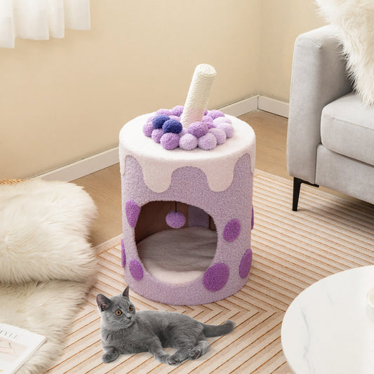 Bubble Tea Cat Tree Tower with Scratching Post, Purple - Gallery Canada