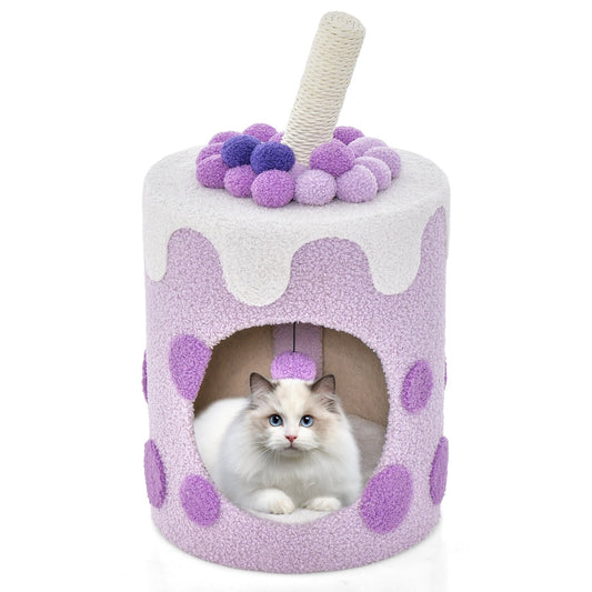 Bubble Tea Cat Tree Tower with Scratching Post, Purple - Gallery Canada