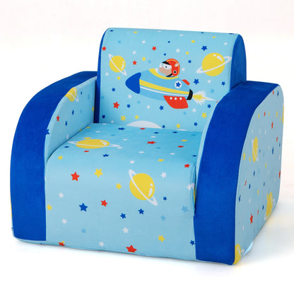 3 in 1 Convertible Flip Open Kids Sofa for Nap Play Sleep, Blue Kids Chairs & Seating Blue at Gallery Canada