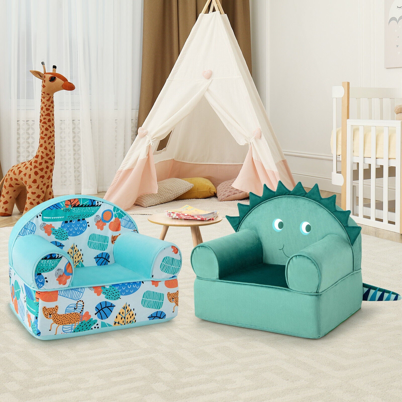 Kids Armchair with Plush Velvet Cover and Soft Sponge Filling, Blue Kids Chairs & Seating at Gallery Canada