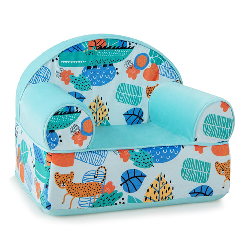 Kids Armchair with Plush Velvet Cover and Soft Sponge Filling, Blue
