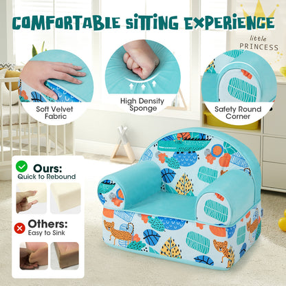 Kids Armchair with Plush Velvet Cover and Soft Sponge Filling, Blue Kids Chairs & Seating at Gallery Canada