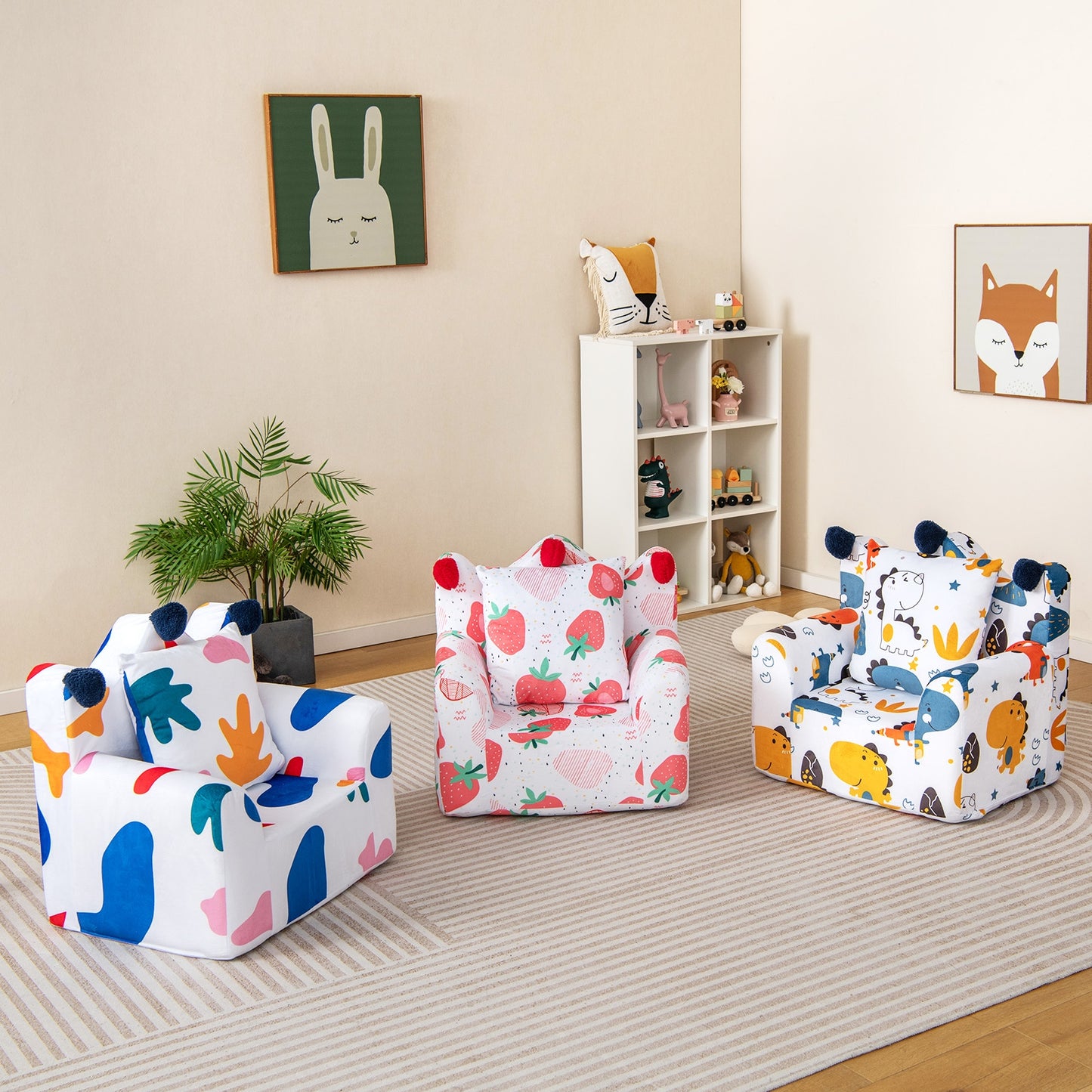 High-density Padding Kids Sofa with Armrest and Extra Pilow, Multicolor Kids Chairs & Seating at Gallery Canada