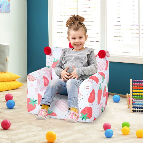 High-density Padding Kids Sofa with Armrest and Extra Pilow, Pink