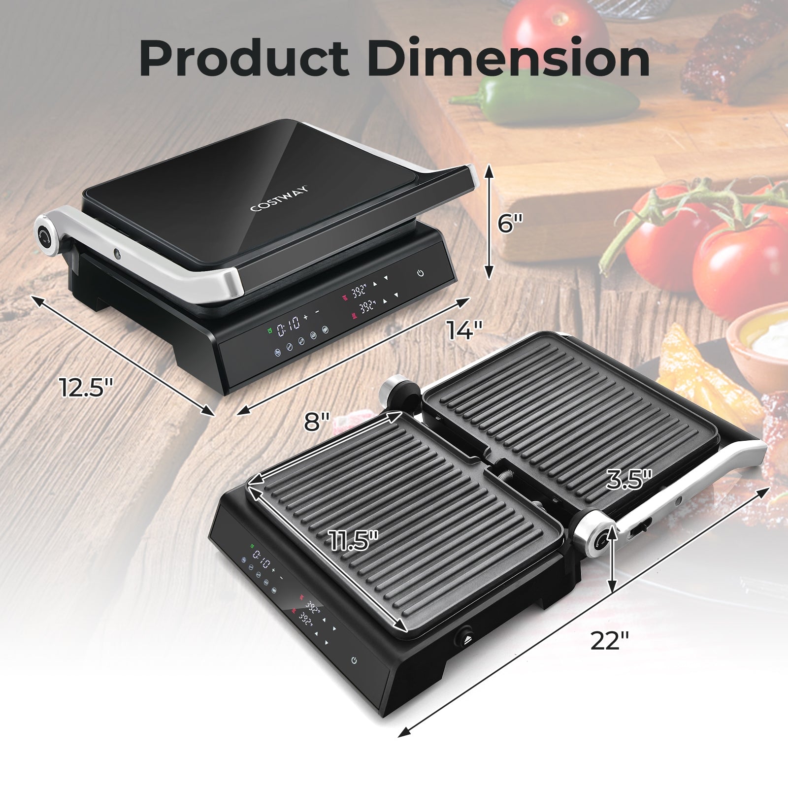 3 in 1 Indoor Electric Panini Press Grill with LED Display, Black Kitchen Appliances at Gallery Canada