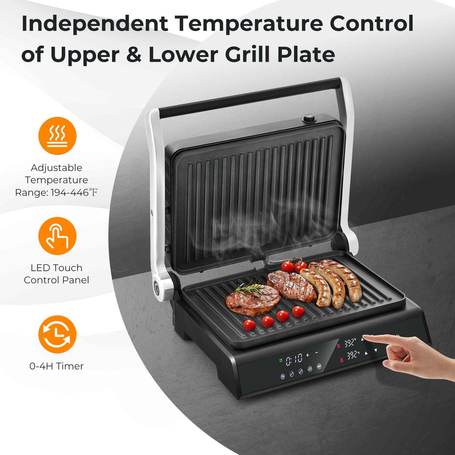 3 in 1 Indoor Electric Panini Press Grill with LED Display, Black Kitchen Appliances at Gallery Canada