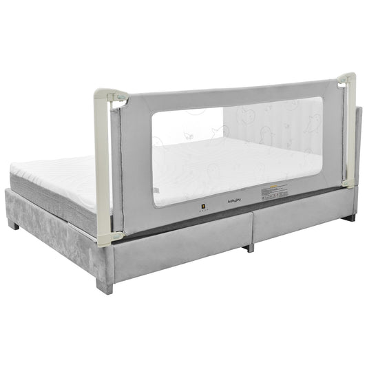 Bed Rail Guard for Toddlers Kid with Adjustable Height and Safety Lock-79 inch, Gray - Gallery Canada