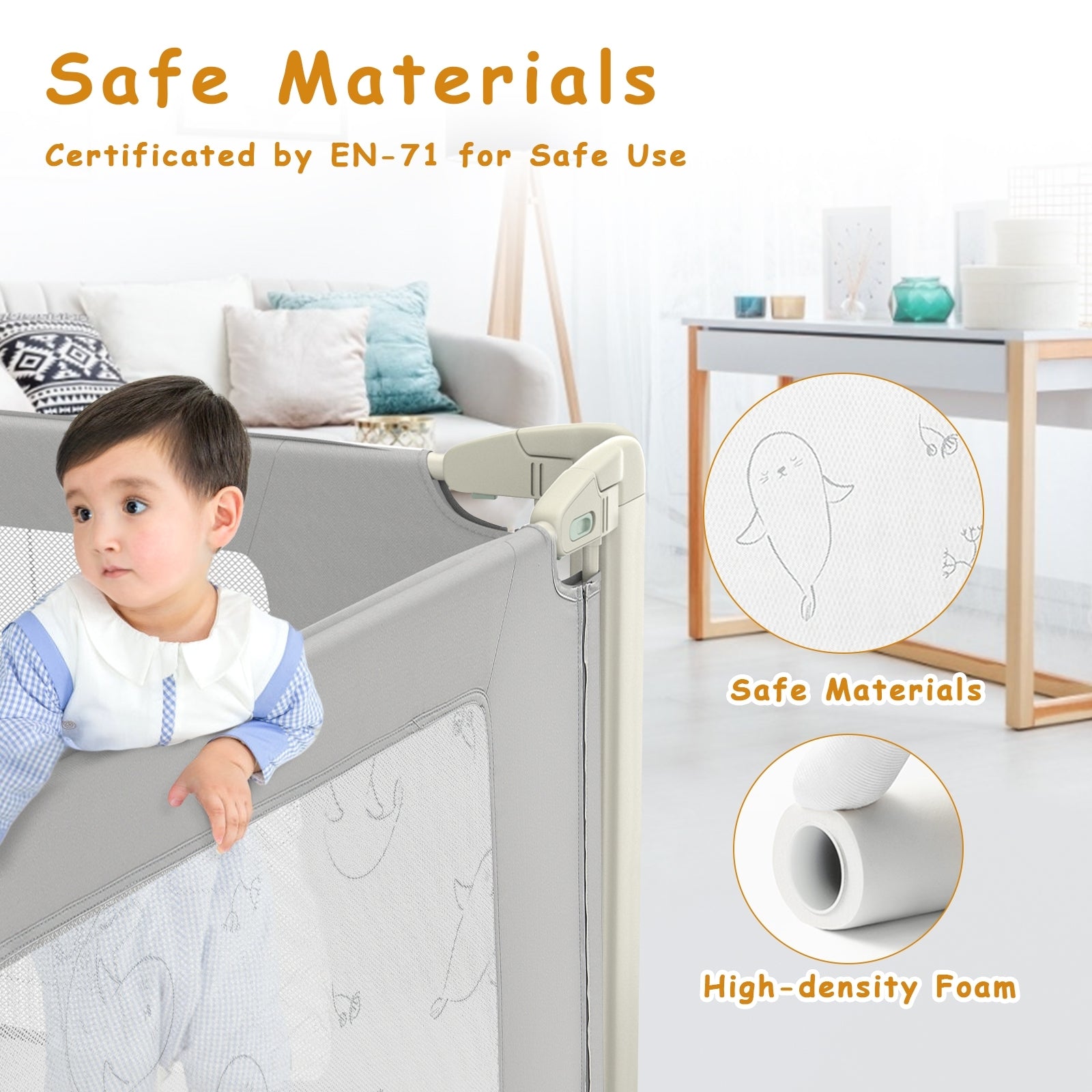 Toddler Bed Rail Guard, Adjustable Height, Safety Lock, 59 Inch, Gray Bed Rails at Gallery Canada