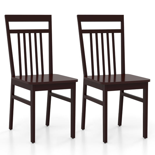 Set of 2 Farmhouse Dining Chair with Slanted High Backrest, Coffee