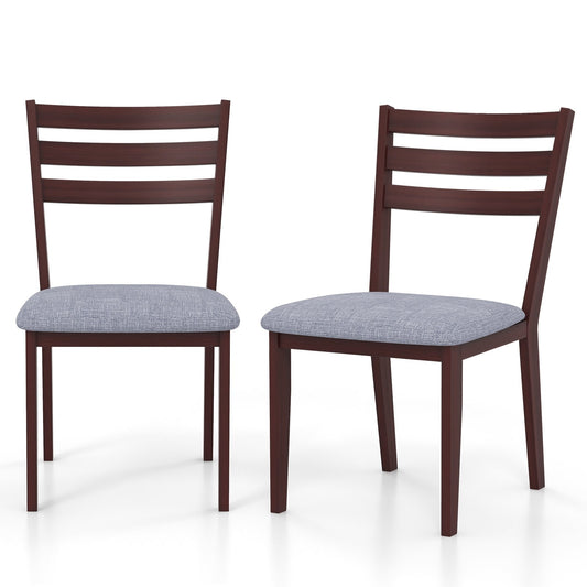 Set of 2 Upholstered Armless Kitchen Chair with Solid Rubber Wood Frame, Coffee