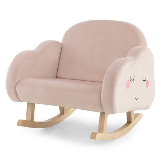 Upholstered Toddler Rocker with Solid Wood Legs and Non-slip Foot Pads, Pink - Gallery Canada