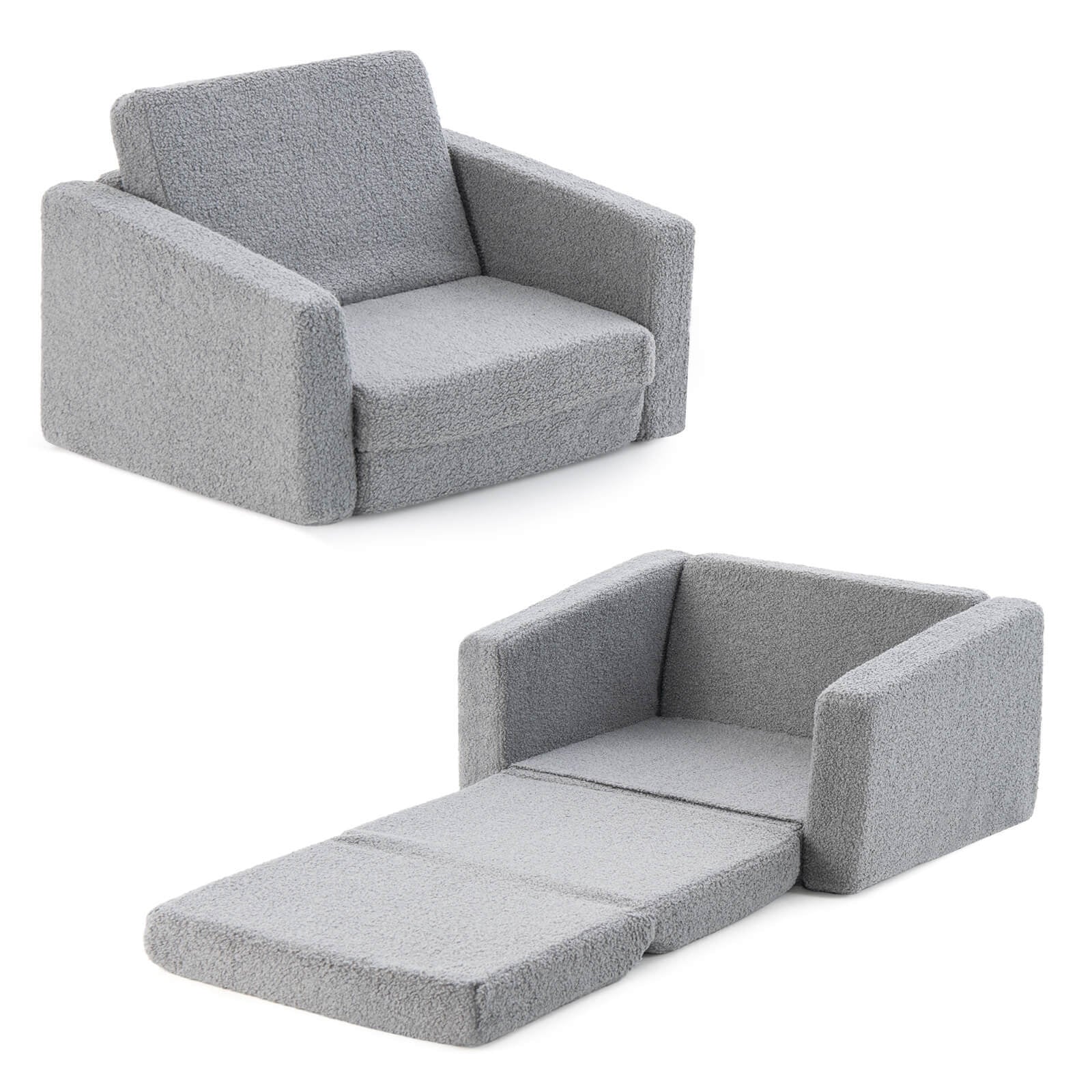 2-in-1 Toddler Fold out Couch, Gray Kids Chairs & Seating at Gallery Canada