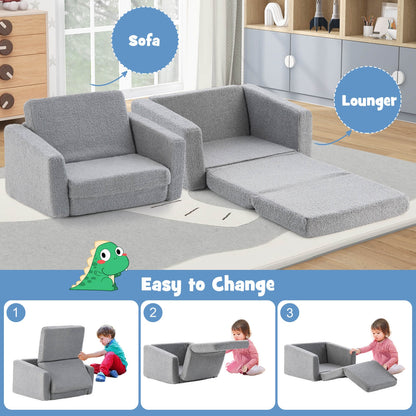 2-in-1 Toddler Fold out Couch, Gray Kids Chairs & Seating at Gallery Canada