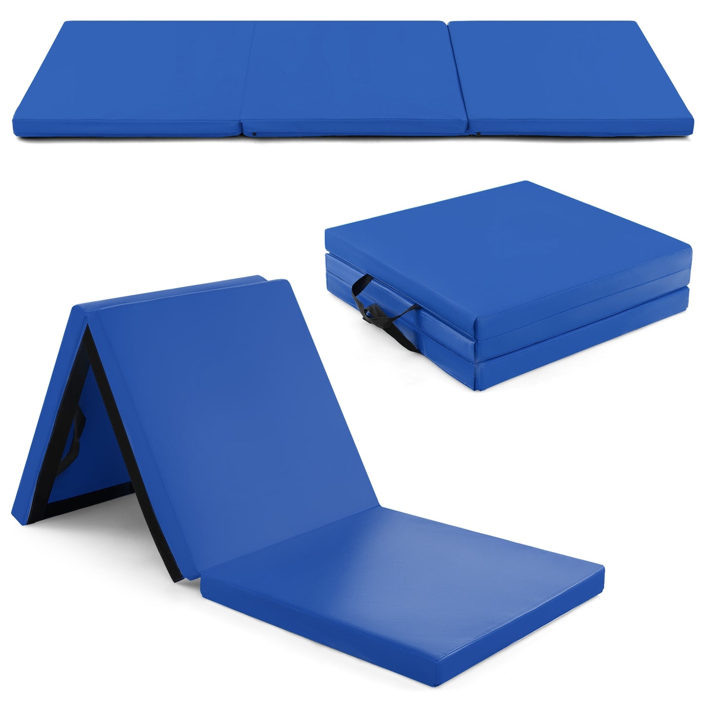 6 x 2 FT Tri-Fold Gym Mat with Handles and Removable Zippered Cover, Dark Blue Yoga & Gym Mats at Gallery Canada