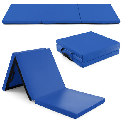 6 x 2 FT Tri-Fold Gym Mat with Handles and Removable Zippered Cover, Dark Blue Yoga & Gym Mats at Gallery Canada