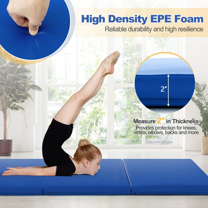 6 x 2 FT Tri-Fold Gym Mat with Handles and Removable Zippered Cover, Dark Blue at Gallery Canada