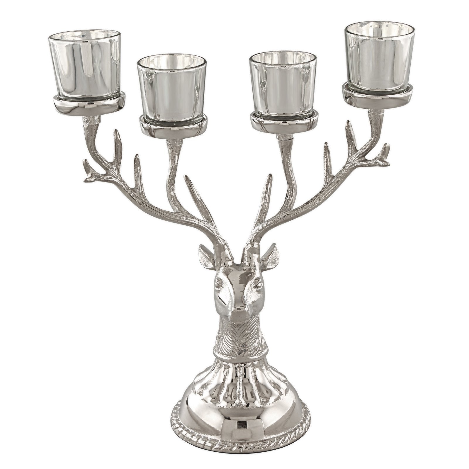 Reindeer Candle Holder Christmas Ornament for 4 Candles Aluminum Decoration, Silver Christmas Decor & Accessories Silver at Gallery Canada