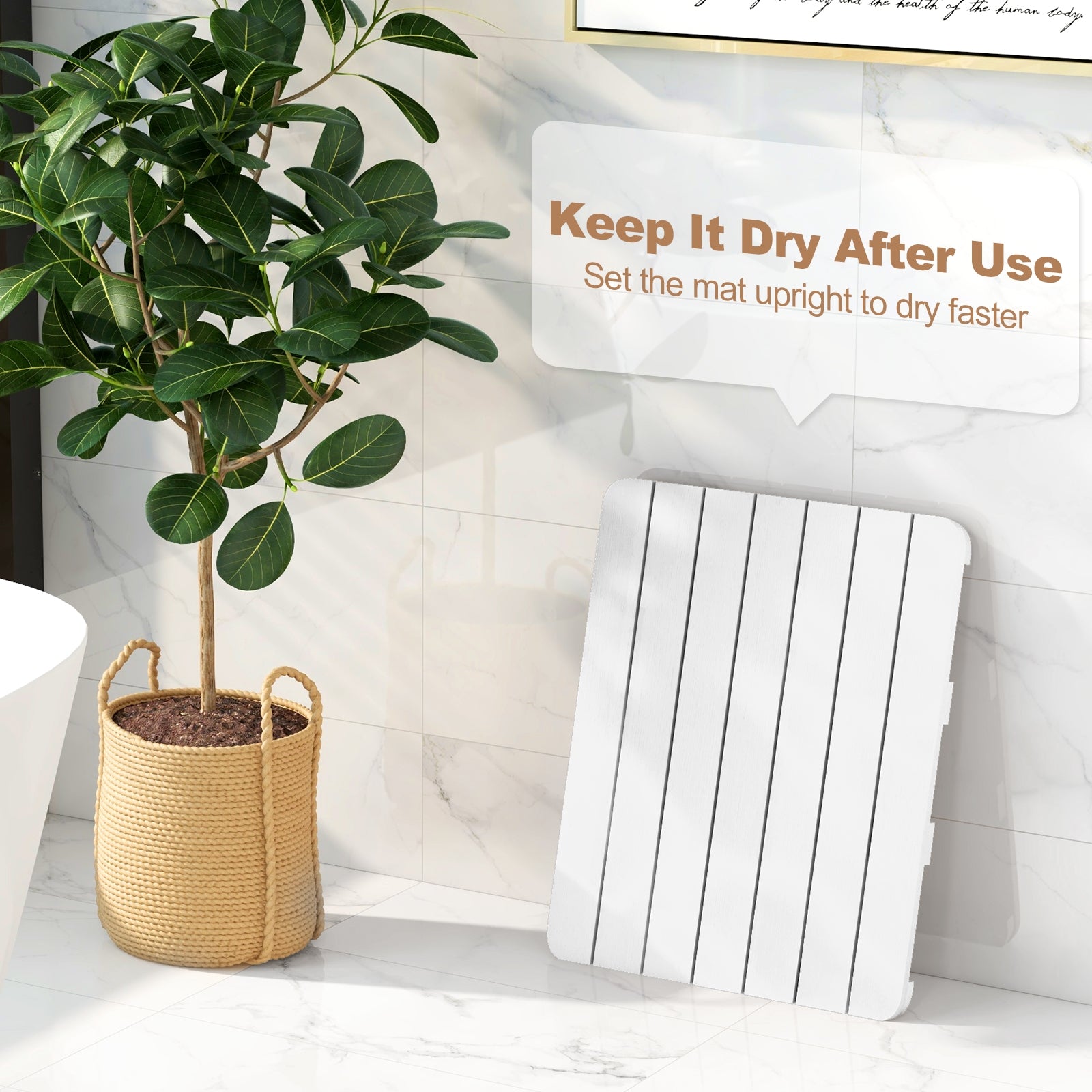 Waterproof HIPS Bath Spa Shower Mat with Non Slip Foot Pads, White Bath Safety at Gallery Canada