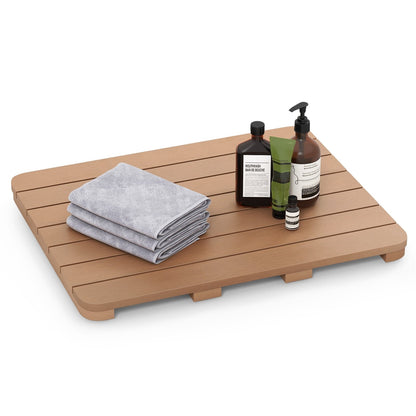 Waterproof HIPS Bath Spa Shower Mat with Non Slip Foot Pads, Brown