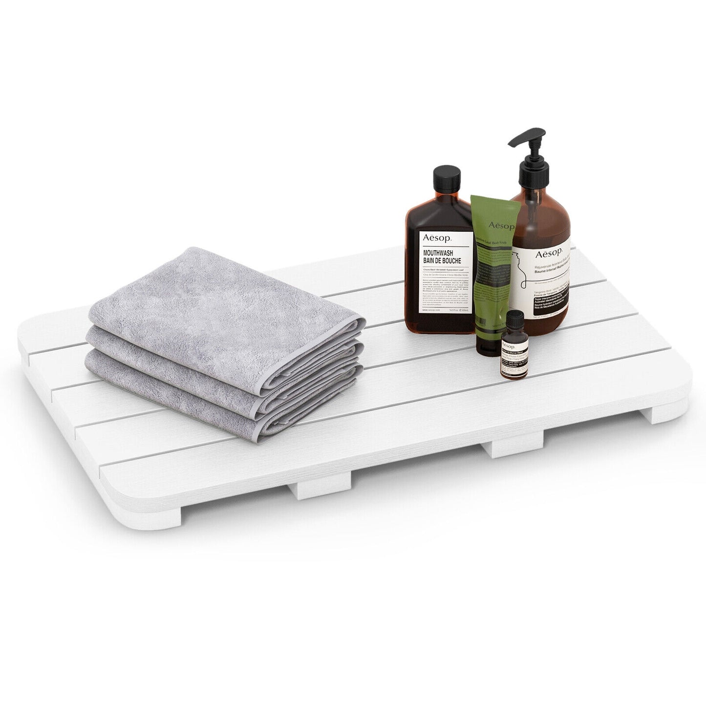 Waterproof HIPS Spa Shower Mat for Bathroom with Non Slip Foot Pads, White Bath Safety at Gallery Canada