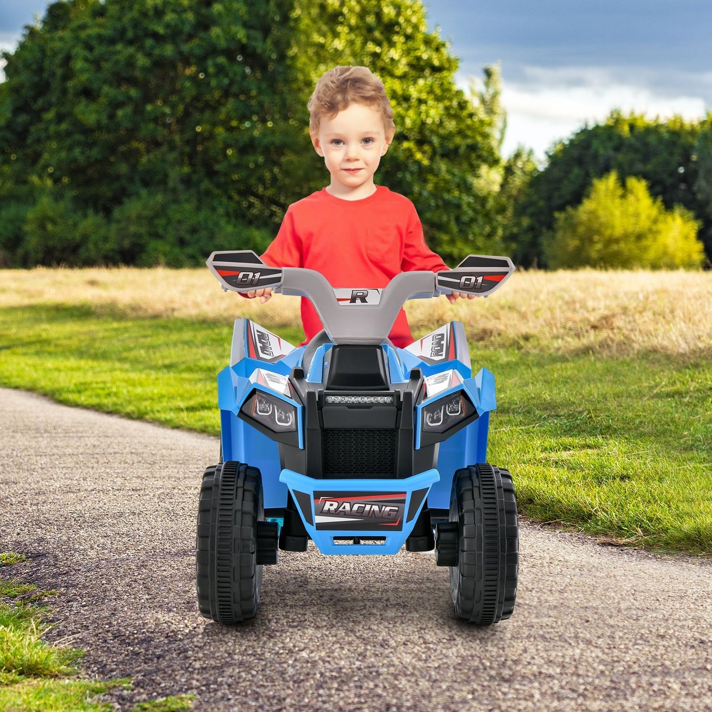 Kids Ride on ATV 4 Wheeler Quad Toy Car with Direction Control, Blue