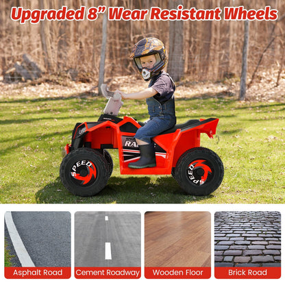 Kids Ride on ATV 4 Wheeler Quad Toy Car with Direction Control, Red
