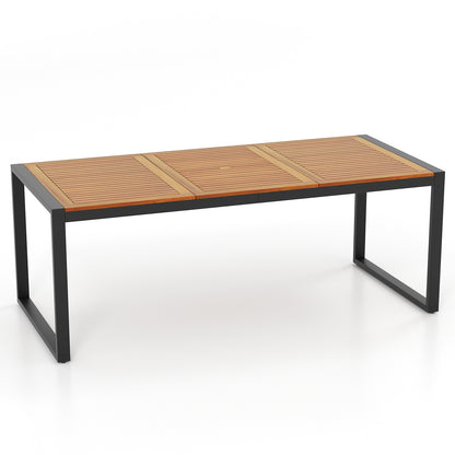 79 Inch Acacia Wood Patio Table, 1.9 Inch Umbrella Hole, Garden Poolside Patio Dining Tables at Gallery Canada