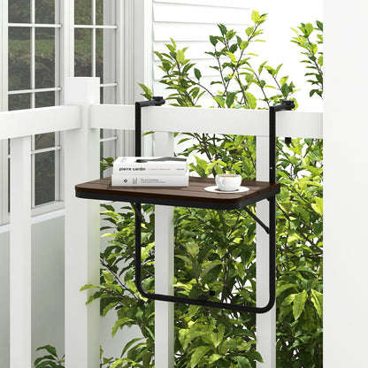 Folding Hanging Table with 3-Level Adjustable Height for Patio Balcony, Coffee