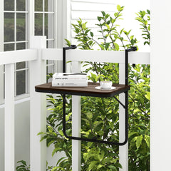 Folding Hanging Table with 3-Level Adjustable Height for Patio Balcony, Coffee - Gallery Canada