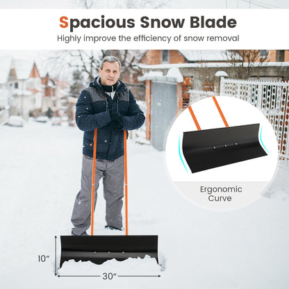 Snow Shovel with Wheels with 30 Inches Wide Blade and Adjustable Handle, Orange Snow Removal at Gallery Canada