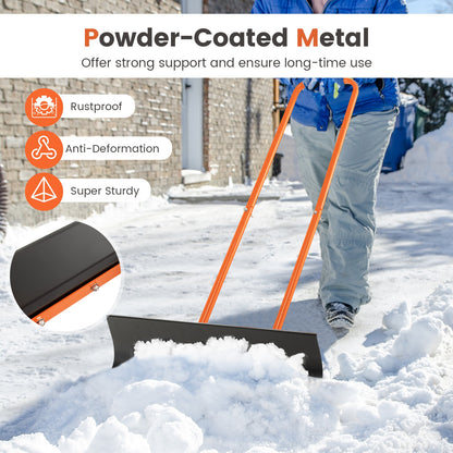 Snow Shovel with Wheels with 30 Inches Wide Blade and Adjustable Handle, Orange Snow Removal at Gallery Canada