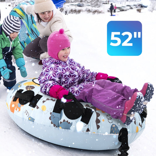 52 Inch Inflatable Snow Sled with Cold-Resistant and Heavy-Duty Material, Blue - Gallery Canada