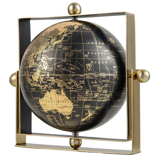 Geographic 6/ 8/ 10 Inch World Globe with Clear Printing and Square Frame-S, Black