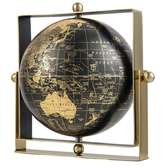 Geographic 6/ 8/ 10 Inch World Globe with Clear Printing and Square Frame-M, Black