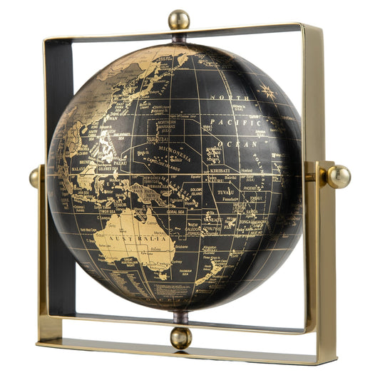 Geographic 6/ 8/ 10 Inch World Globe with Clear Printing and Square Frame-L, Black - Gallery Canada