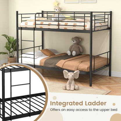 Metal Bunk Bed with Ladder and Full-length Guardrails, Black Bunk Bed Frame at Gallery Canada