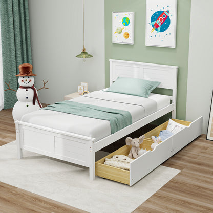 Twin Size Bed Frame with Storage Drawers, White Trundle Bed Frame at Gallery Canada