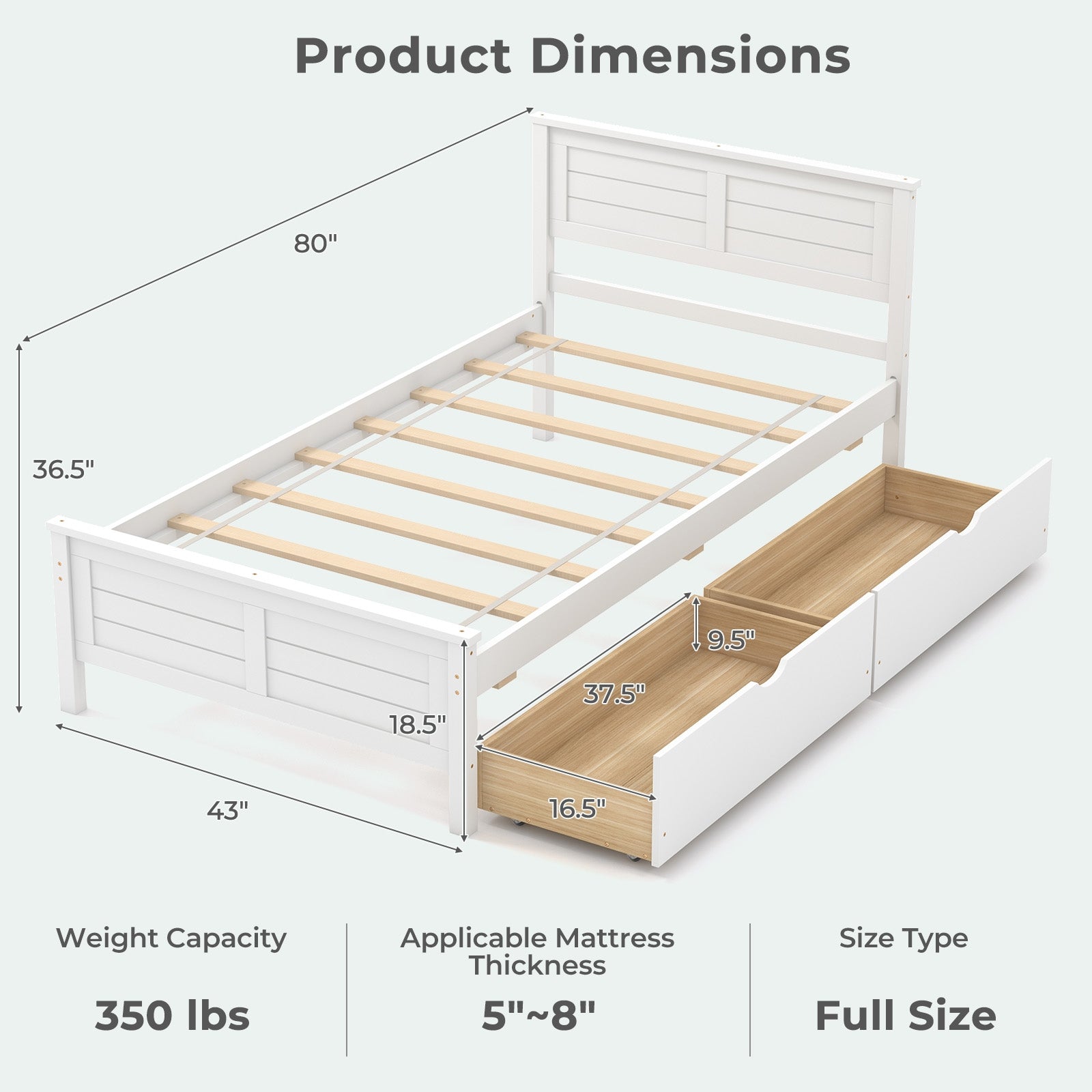 Twin Size Bed Frame with Storage Drawers, White Trundle Bed Frame at Gallery Canada