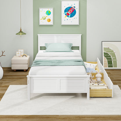 Twin Size Bed Frame with Storage Drawers, White Trundle Bed Frame at Gallery Canada