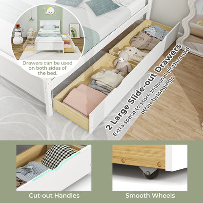 Twin Size Bed Frame with Storage Drawers, White Trundle Bed Frame at Gallery Canada