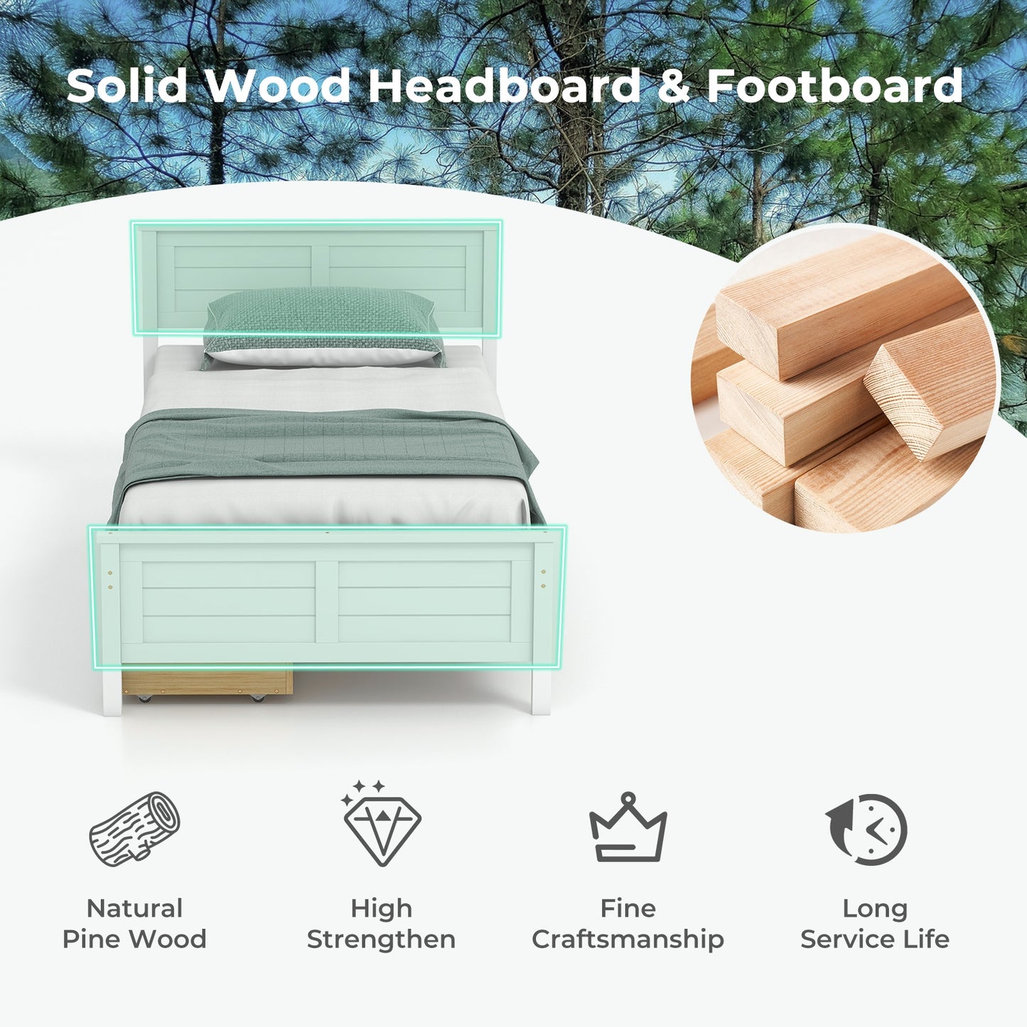 Twin Size Bed Frame with Storage Drawers, White Trundle Bed Frame at Gallery Canada